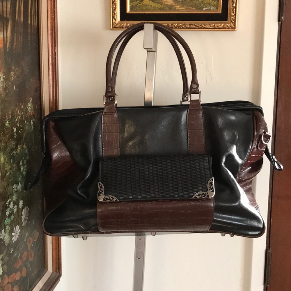 Faux leather overnight bag